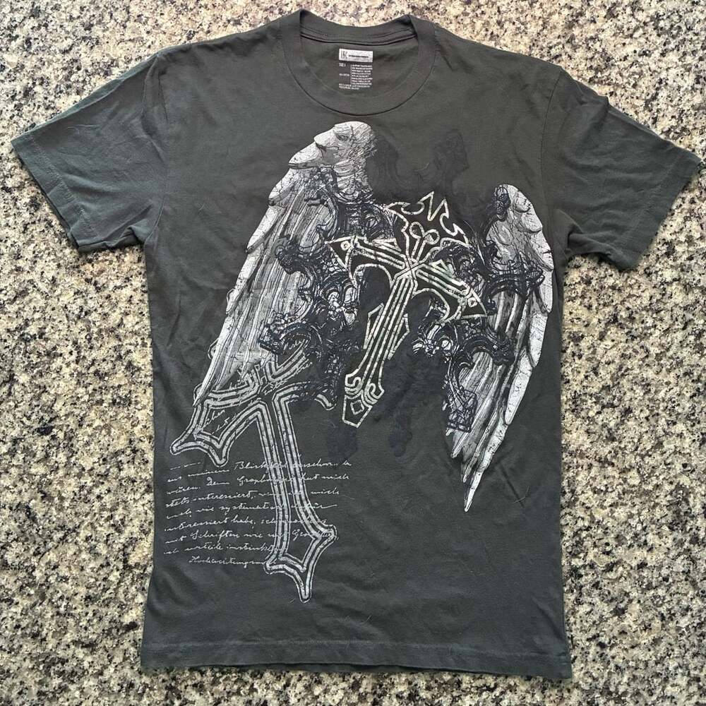Y2KGraphic Wings And Cross T-Shirt Size S